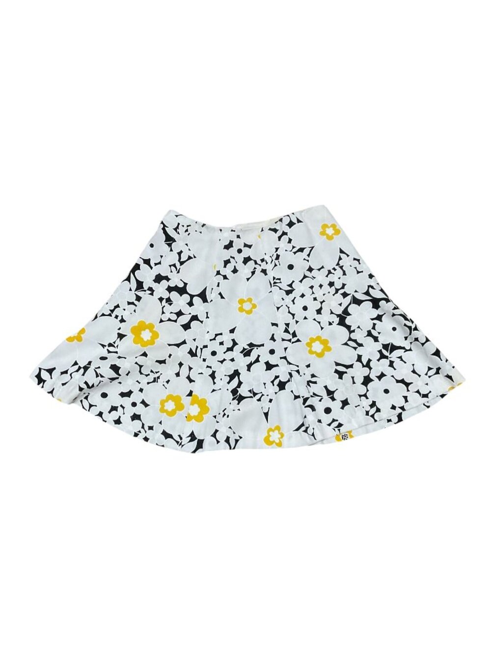 Vtg Glenbrooke Jr. Girls A-Line Skirt Sz M Floral Print Black White Yellow